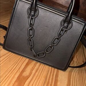 Aldo Black Square Shoulder Bag with Chain Detail